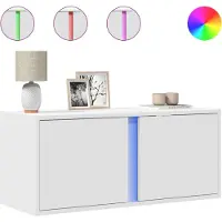 vidaXL Armoire TV murale avec éclairage LED blanc 80x31x35 cm