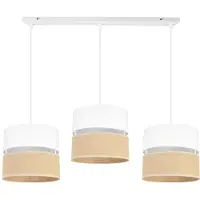 Light11 HOME Light-Home Juta Lampe à suspendre - Métal avec abat-jour en tissu - E27 - Classique 3-flamme 20 cm - Base blanche et jute et blanc