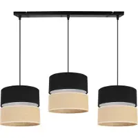Light11 HOME Light-Home Juta Lampe à suspendre - métal avec abat-jour en tissu - E27 - Classique 3 feux 20 cm - base noire et jute et noir