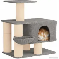 vidaXL Arbre à chat avec poteaux à griffer en sisal, gris clair, 96 cm