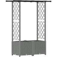 vidaXL Jardinière surélevée avec treillis et toit, gris clair, 124,5 x 40 x 136 cm