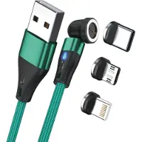 RealPower Magentic cable 3 Amp,1m,grün mit Adaptern