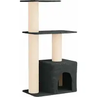 vidaXL Arbre à chat avec poteaux à griffer en sisal, gris foncé, 133 cm