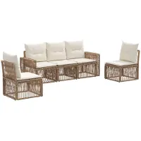 Syfax Ensemble de canapé de jardin 5 pcs Beige et blanc crème