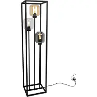 Light11 HOME Abat-jour Lampadaire Moderne NOVALJA CAGE Light-Home - Lampe sur pied pour le salon - Lampe industrielle élégante - Noir - Mix - 130x30x25 cm