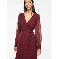 Vila Falia Long Sleeve Midi Dress Rouge 34 Femme