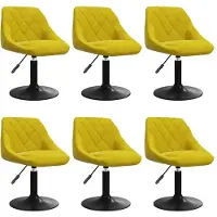 vidaXL Chaises de salle à manger 6 pcs. Pivotant jaune moutarde velours
