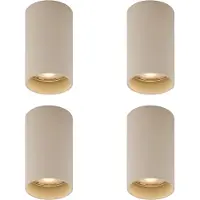 QAZQA Ensemble de 4 spots modernes beiges en saillie GU10 50mm ronds - Tuba