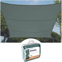 Perel Toile d'ombrage, hydrofuge, 3,6 x 3,6 m, 160 g/m², polyester, carré, vert-gris