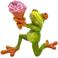 Jojomino Décoration de Maison Rurale Mignonne pour la Saint-Valentin, Proposition de Fleur, Grenouille, Ornements Artisanaux en Résine