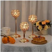 Jojomino Bougeoirs Européens en Métal et Cristal pour Décoration de Bureau, Bougeoirs Dorés, Décoration de Mariage ou de Maison, 1 Pièce