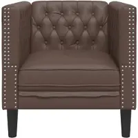 vidaXL Fauteuil Chesterfield Marron Similicuir