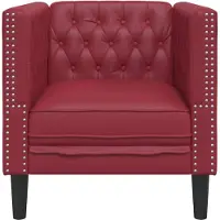 vidaXL Fauteuil Chesterfield vin rouge similicuir