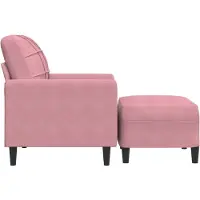 vidaXL Fauteuil avec pouf rose 60 cm velours