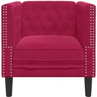 vidaXL Fauteuil Chesterfield velours rouge vin