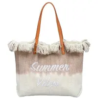 Carla eCa TP14BR Sac de plage pour femmes Ombre 45 x 40 x 14 cm, blanc-brun