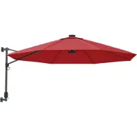 Syfax Parasol mural avec LED rouge vif 290 cm