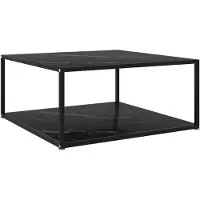 The Living Store Table basse Living Store, noire, 80x80x35 cm, en verre trempé