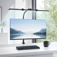 Rosikey Lampe de bureau LED - Lampe d'architecte 24 W avec pince - 5 modes de couleur, intensité réglable, noir