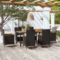 The Living Store Ensemble de jardin 7 pièces avec coussins Poly Rattan