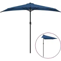 Syfax Parasol de balcon avec mât en aluminium Bleu 270x144x222cm Demi
