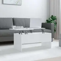 vidaXL Table basse haute brillance blanche, 102x50,5x46,5 cm, en panneaux de particules - Table basse - Tables basses - Table d'appoint - Table de salon