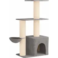 vidaXL Arbre à chat avec poteaux à griffer en sisal, gris clair, 133 cm