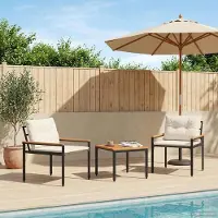 Prolenta Maison Exclusive - Ensemble de mobilier de jardin, 3 pièces, 2 places, blanc crème, en polyrotin