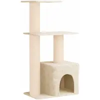 vidaXL Arbre à chat avec poteaux à griffer en sisal, couleur crème, 133 cm