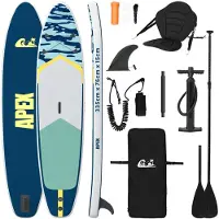vidaXL Planche de paddle gonflable 2-en-1 avec siège, APEX, 335 x 76 x 15 cm, bleu foncé