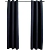 vidaXL Rideaux occultants avec anneaux 2 pcs. noir 97x213 cm tissu