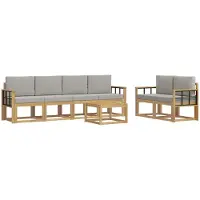 vidaXL Ensemble de canapés d'extérieur , 7 pièces, blanc et gris clair, 59 x 59 x 37 cm