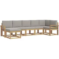 vidaXL Ensemble de canapés d'extérieur avec coussins, 7 pièces, blanc et gris clair