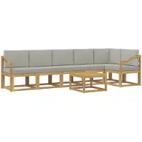 vidaXL Ensemble de canapés d'extérieur avec coussins, 7 pièces, blanc et gris clair