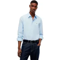 Tommy Hilfiger pour homme. DM0DM22026 Chemise en popeline avec logo bleu brodé (M), Casuel, Coton, Manche longue