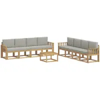 vidaXL Ensemble de canapés d'extérieur , 9 pièces, polyester blanc et gris clair
