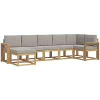 vidaXL Ensemble de canapés d'extérieur avec coussins, 7 pièces, blanc et gris clair