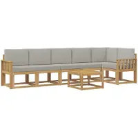 vidaXL Ensemble de canapés d'extérieur avec coussins, 7 pièces, blanc et gris clair