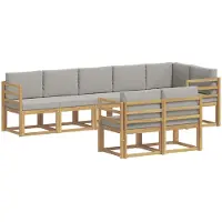 vidaXL Ensemble de canapés d'extérieur avec coussins, 8 pièces, blanc et gris clair
