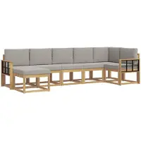 vidaXL Ensemble de canapés d'extérieur avec coussins, 7 pièces, blanc et gris clair