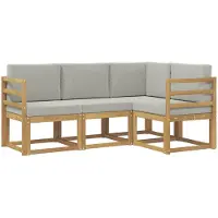 vidaXL Ensemble de canapés d'extérieur , 4 pièces, blanc et gris clair