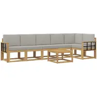 vidaXL Ensemble de canapés d'extérieur avec coussins, 7 pièces, blanc et gris clair