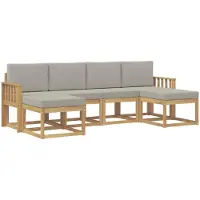 vidaXL Ensemble de canapés d'extérieur avec coussins, 6 pièces, blanc et gris clair