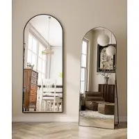 OEM Miroir pliable 71 × 26 pouces (env. 180 × 66 cm) - hauteur totale, modèle sur pied, inclinable, cadre en aluminium, pour le salon, la chambre ou la salle de bains, noir