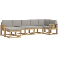 vidaXL Ensemble de canapés d'extérieur avec coussins, 7 pièces, blanc et gris clair