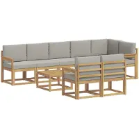 vidaXL Ensemble de salon de jardin , 9 pièces, blanc et gris clair