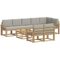 vidaXL Ensemble de salon de jardin 9 pièces, blanc et gris clair