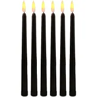 Jojomino Paquet de 6 Bougies D'Anniversaire à LED Noires, Bougies de Toussaint à LED Jaunes Sans Flamme Scintillantes à Piles