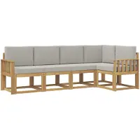 vidaXL Ensemble de salon de jardin 5 pièces, blanc et gris clair