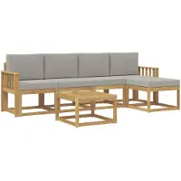 vidaXL Ensemble de salon de jardin , 6 pièces, blanc et gris clair, en polyester